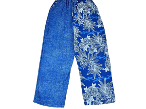 กางเกงผ้าสาลูคราม